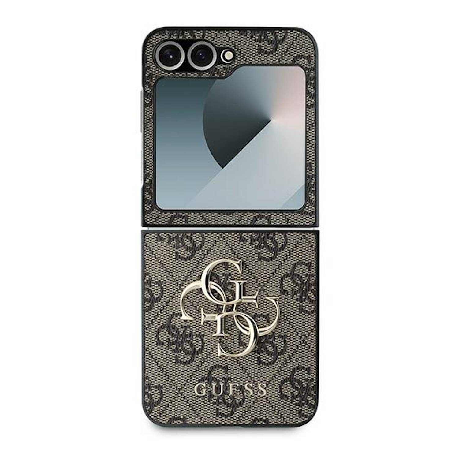 GUESS Samsung Galaxy Z Flip6 Hülle hochwertiges Leder 4G Metal Logo Design Braun