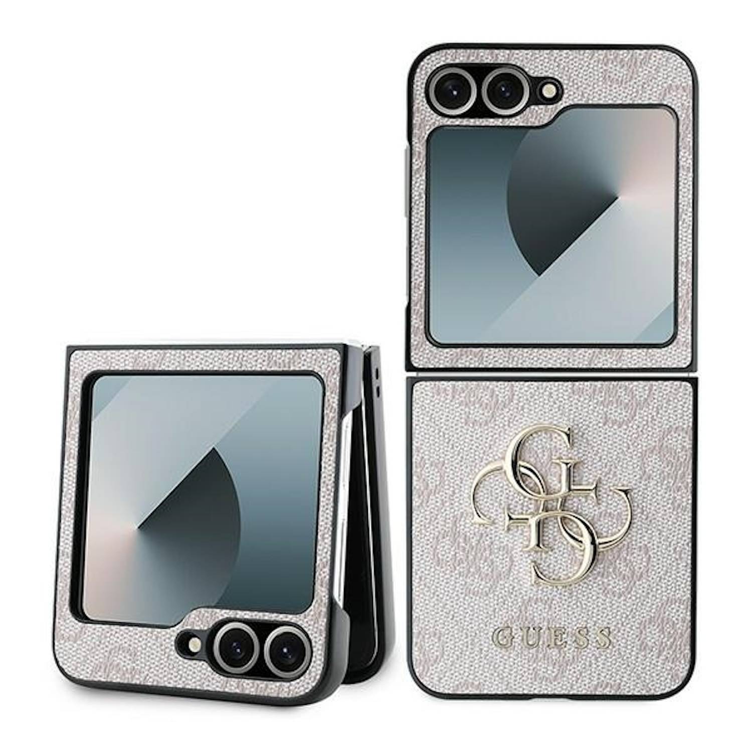 GUESS Samsung Galaxy Z Flip6 Hülle hochwertiges Leder 4G Metal Logo Design Rosa