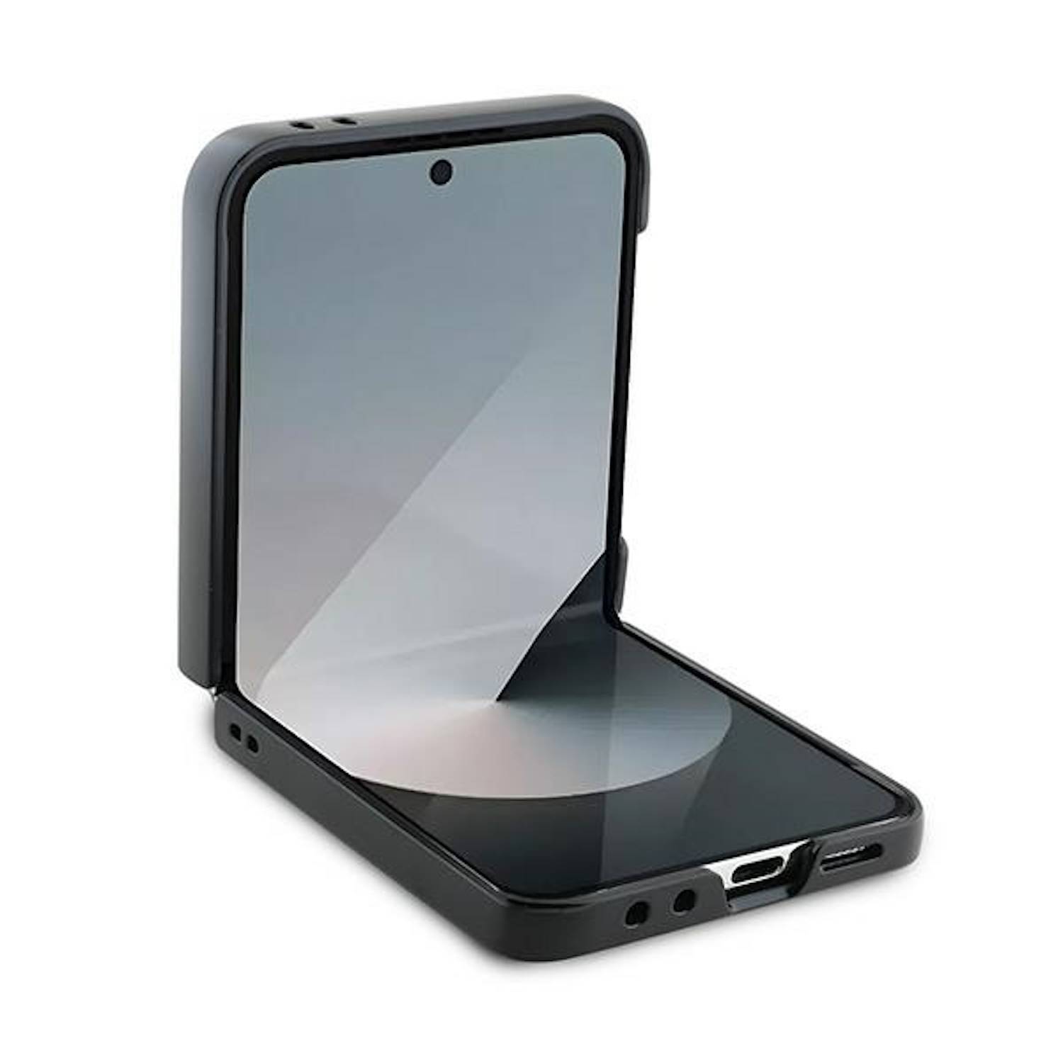 GUESS Samsung Galaxy Z Flip6 Hülle hochwertiges 4G Glitzerschrift Design Schwarz