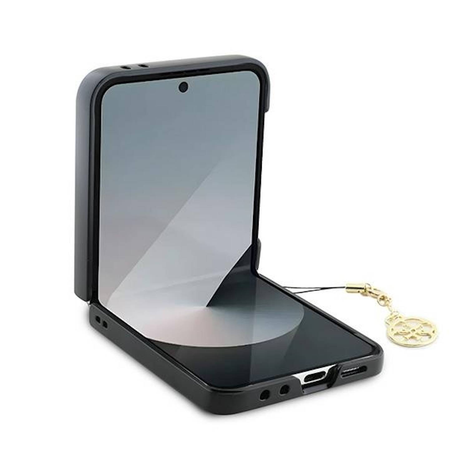 GUESS Samsung Galaxy Z Flip6 Schutz Hülle 4G Charm Design mit Anhänger Braun