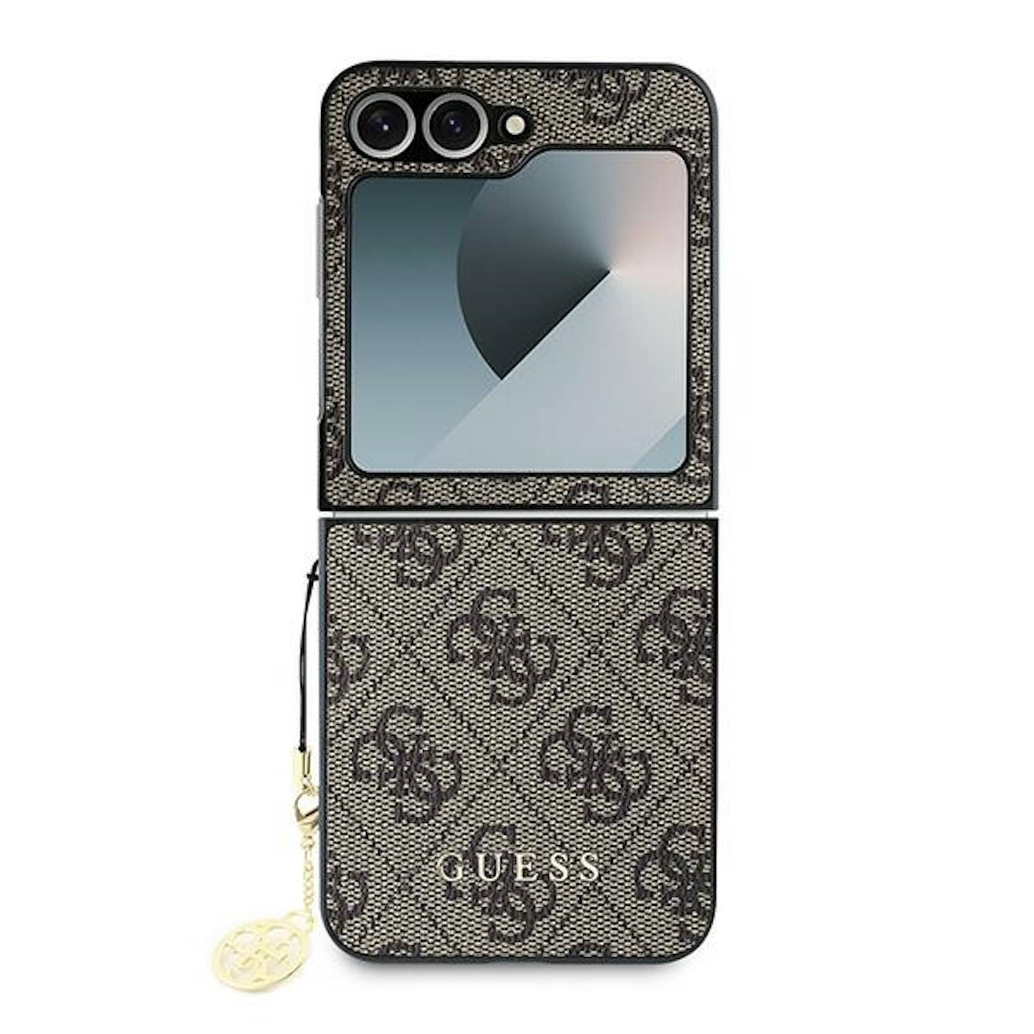 GUESS Samsung Galaxy Z Flip6 Schutz Hülle 4G Charm Design mit Anhänger Braun