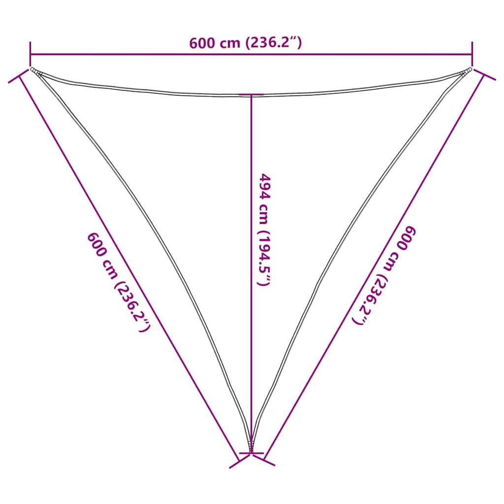 vidaXL Sonnensegel 160 g/m² Dreieckig Gelb 6x6x6 m HDPE