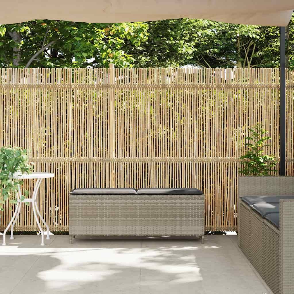 vidaXL Gartenbank mit Kissen Hellgrau 110x30x40,5 cm Poly Rattan