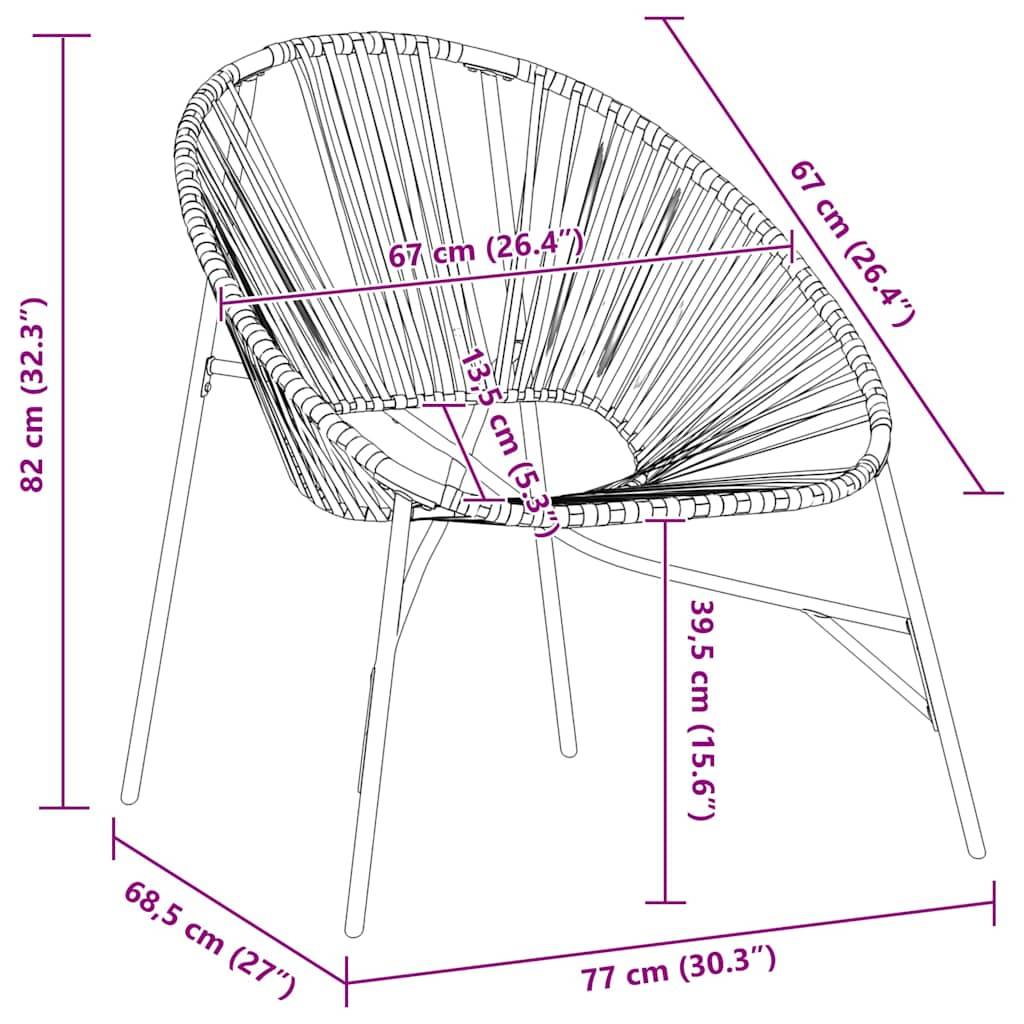 vidaXL Gartenstuhl in Ei-Form Schwarz und Orange Poly Rattan