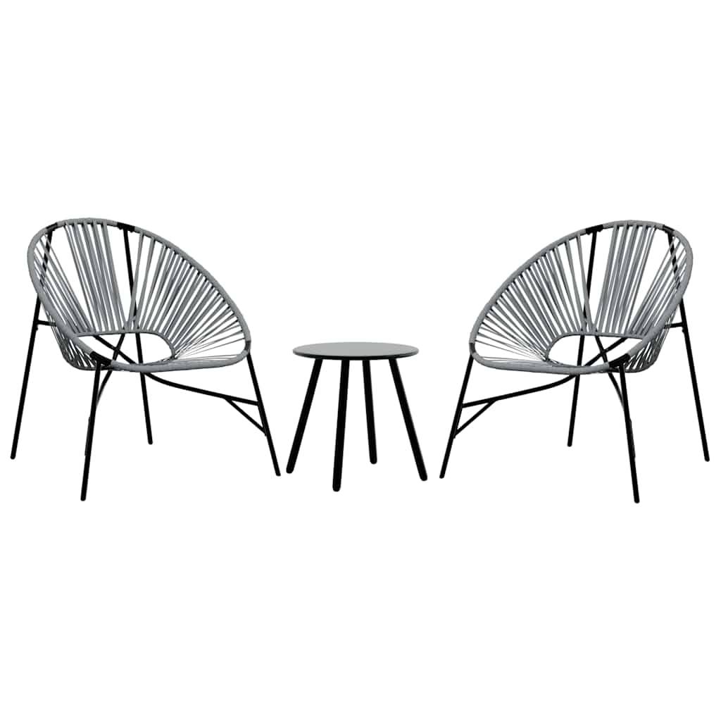 vidaXL Gartenstuhl-Set 3-tlg. Schwarz und Hellgrau Poly Rattan