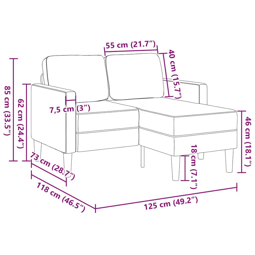 vidaXL 2-Sitzer-Sofa mit Chaiselongue L-Form Dunkelgrau 125 cm Samt