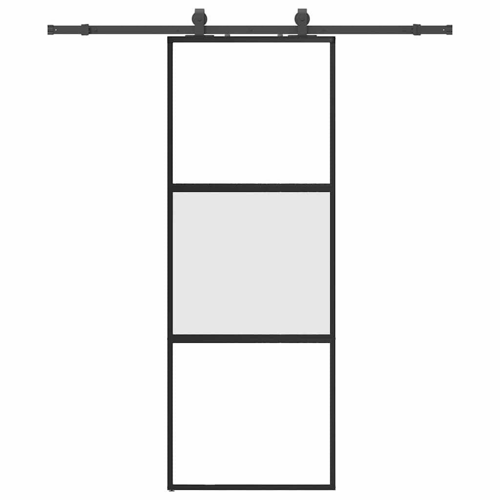 vidaXL Schiebetür mit Beschlag Schwarz 76x205 cm Hartglas