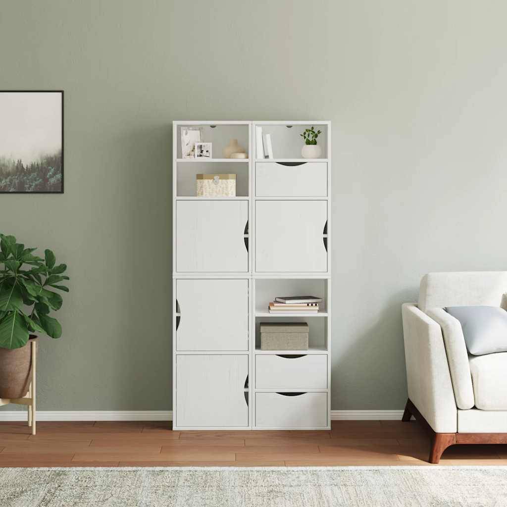 vidaXL Beistellschränke 4 Stk. ODDA Weiß 40x24x79 cm Massivholz Kiefer