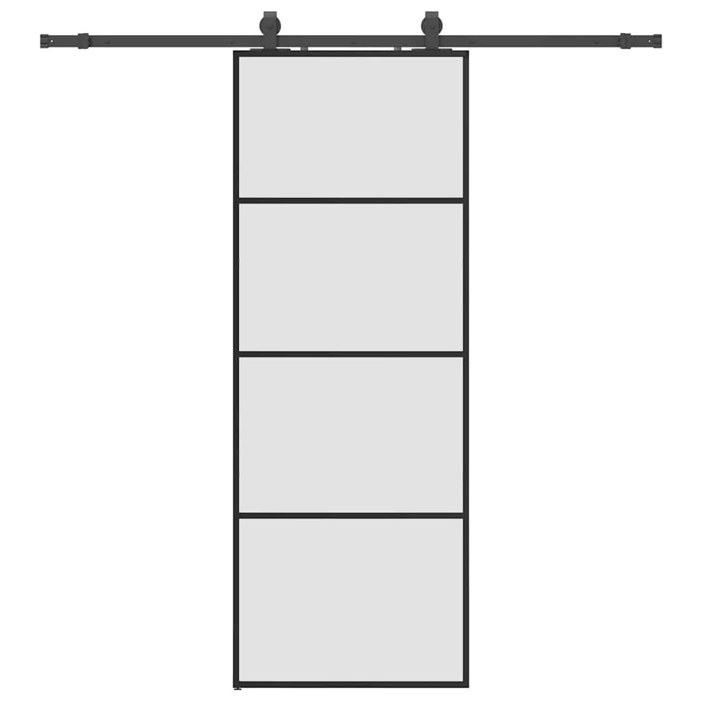 vidaXL Schiebetür mit Beschlag Schwarz 76x205 cm ESG-Glas