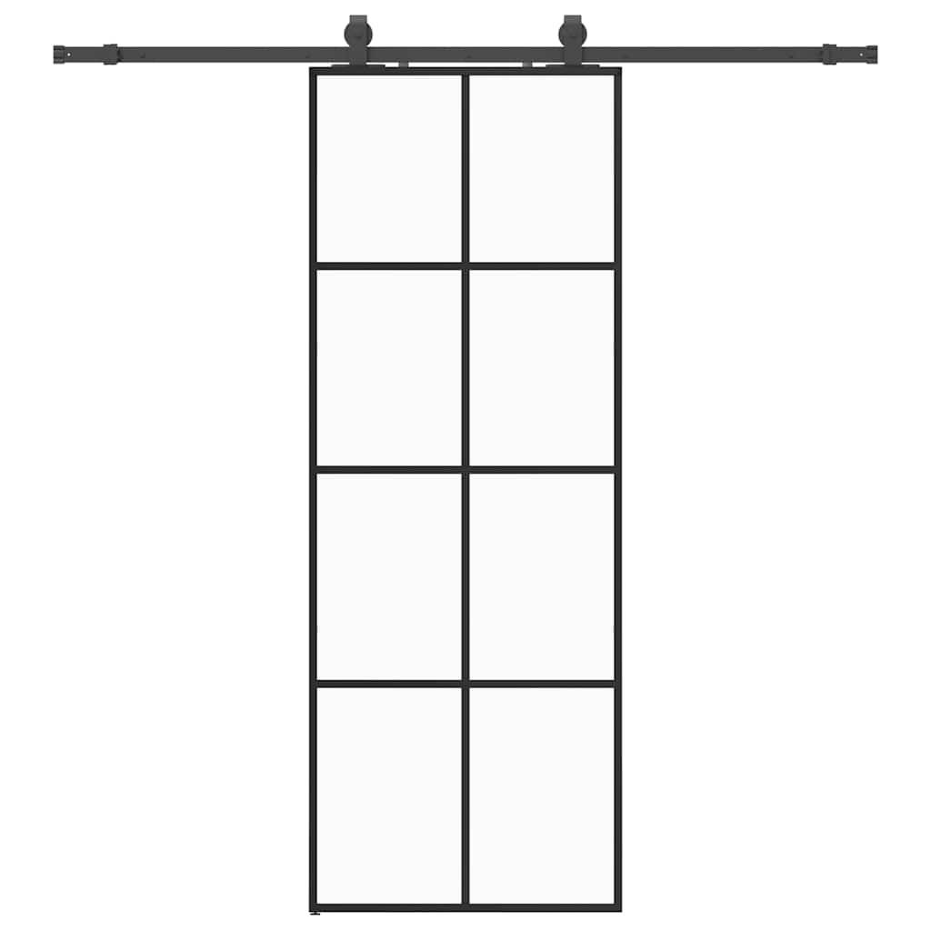vidaXL Schiebetür mit Beschlag Schwarz 76x205 cm ESG-Glas