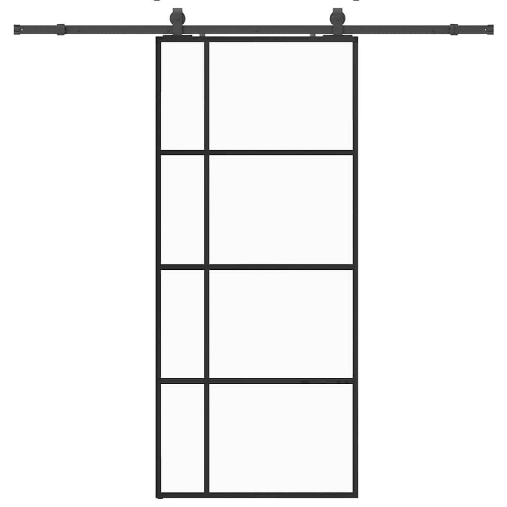 vidaXL Schiebetür mit Beschlag Schwarz 90x205 cm ESG-Glas