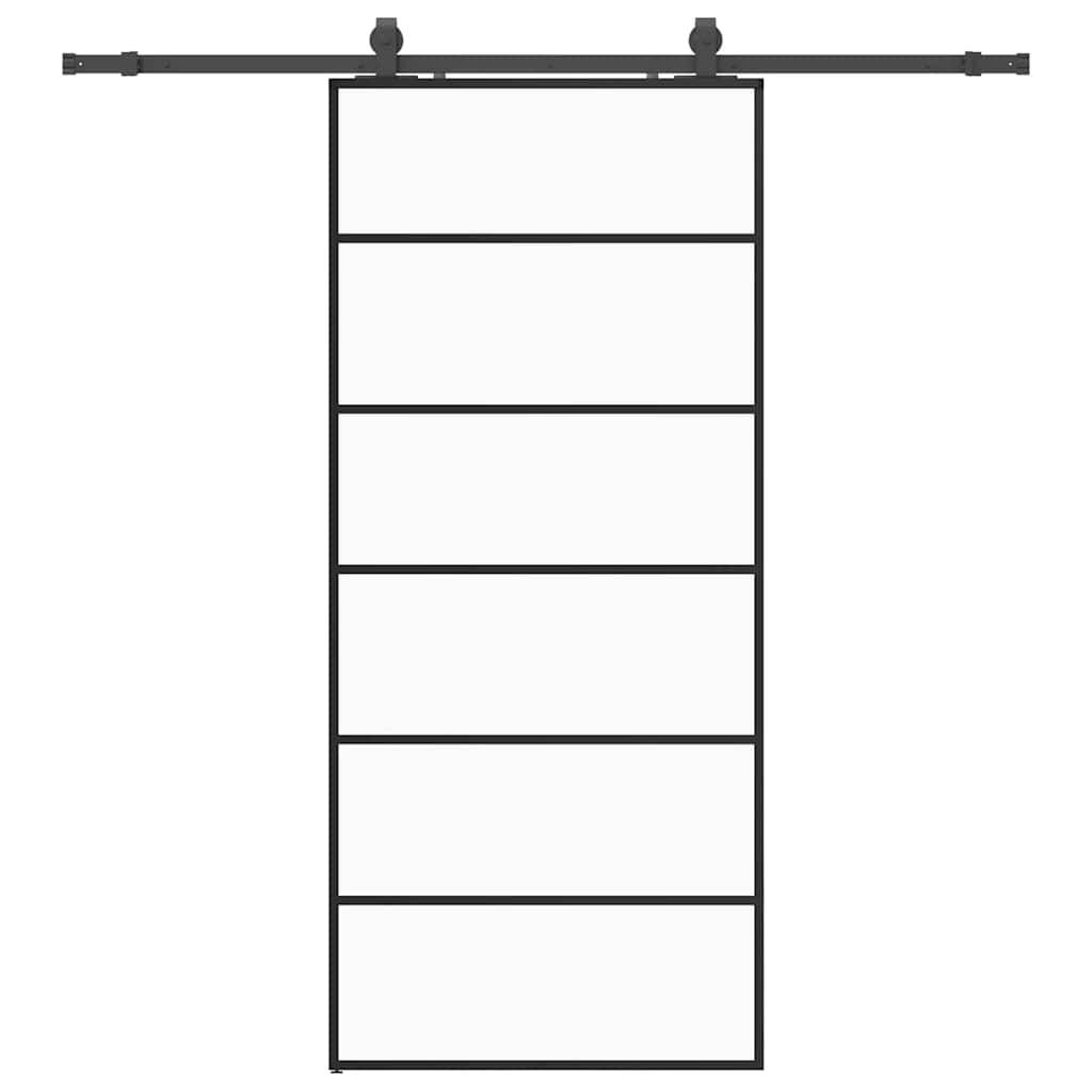 vidaXL Schiebetür mit Beschlag Schwarz 90x205 cm ESG-Glas