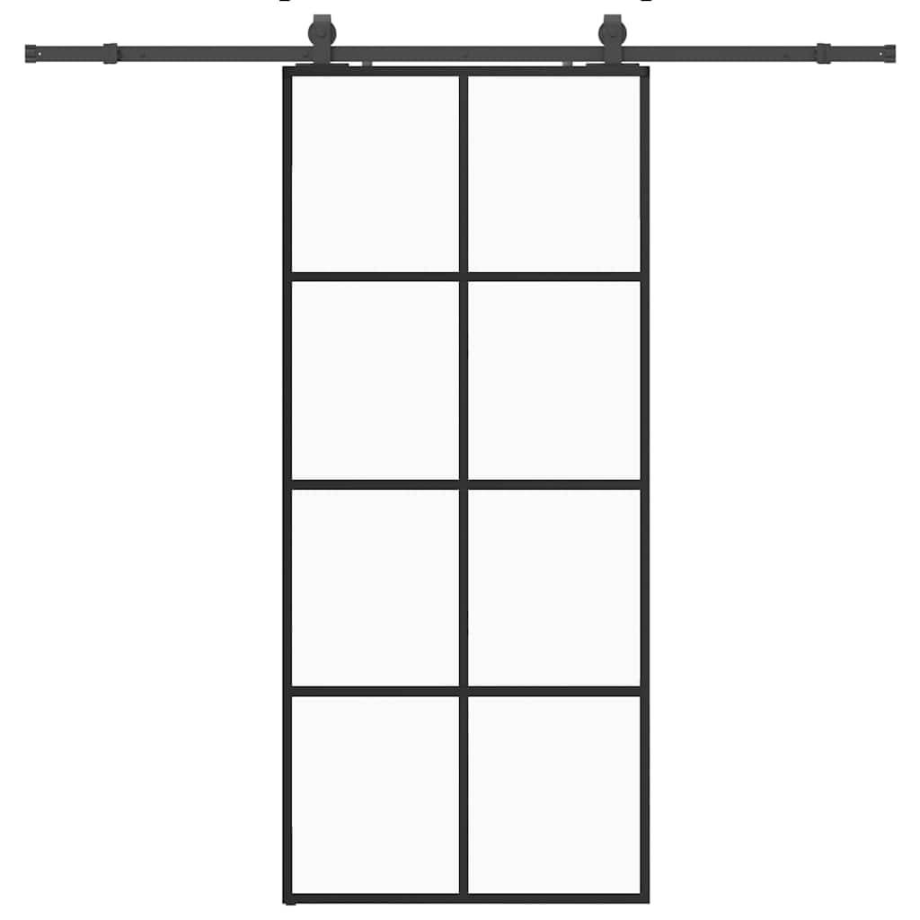 vidaXL Schiebetür mit Beschlag Schwarz 90x205 cm ESG-Glas