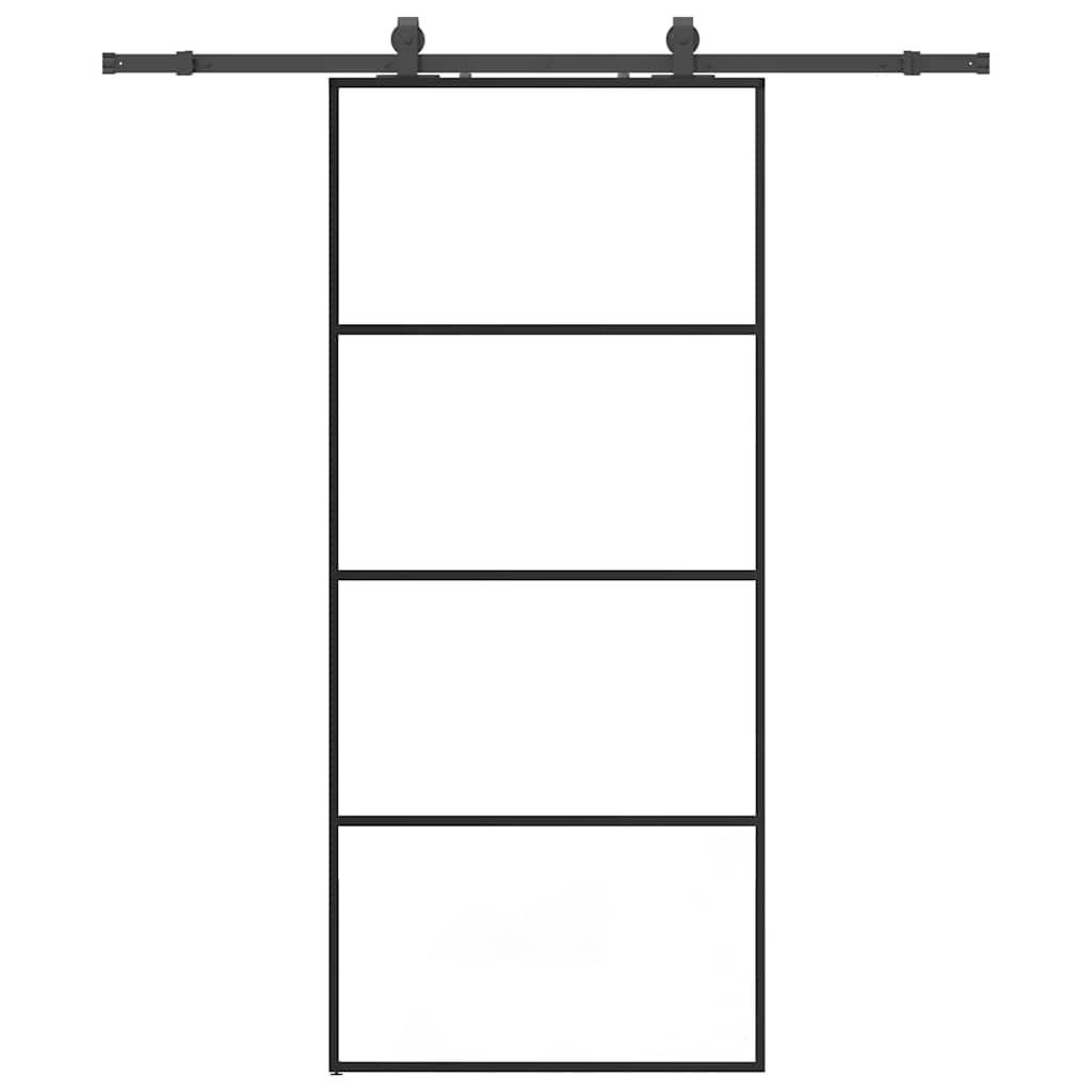 vidaXL Schiebetür mit Beschlag Schwarz 90x205 cm ESG-Glas