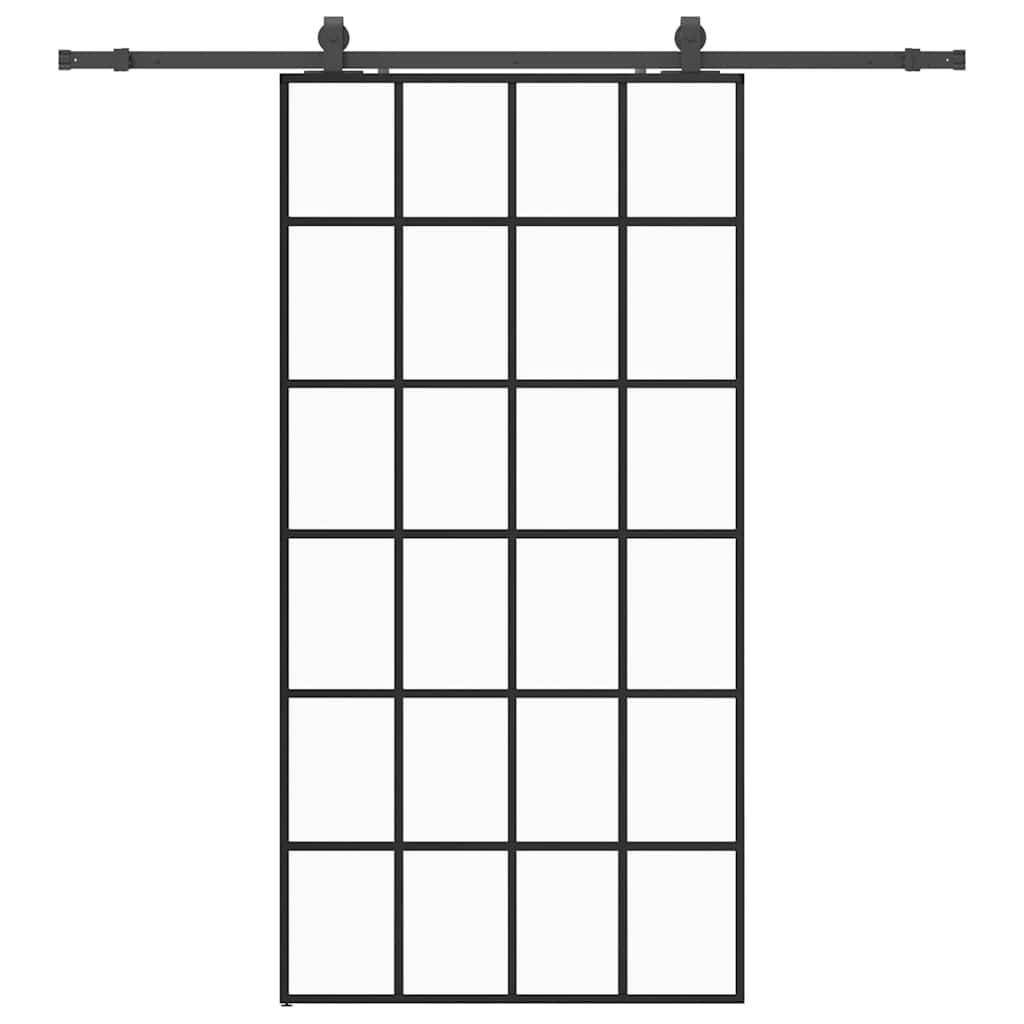 vidaXL Schiebetür mit Beschlag Schwarz 102x205 cm ESG-Glas