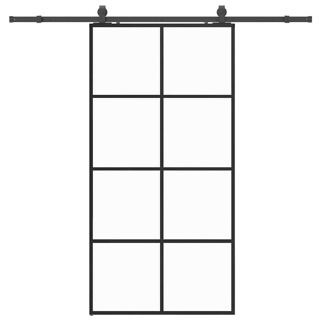 vidaXL Schiebetür mit Beschlag Schwarz 102,5x205 cm ESG-Glas