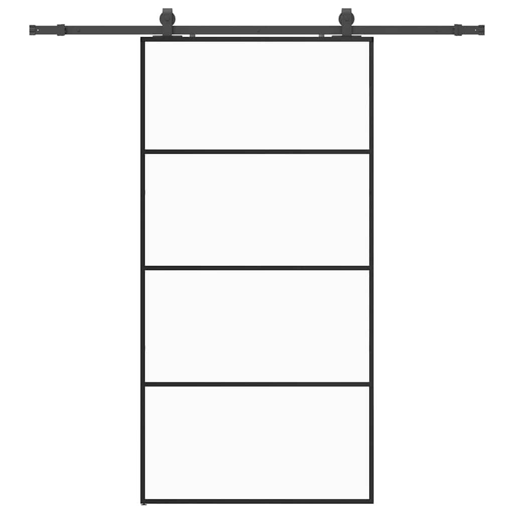vidaXL Schiebetür mit Beschlag Schwarz 102,5x205 cm ESG-Glas