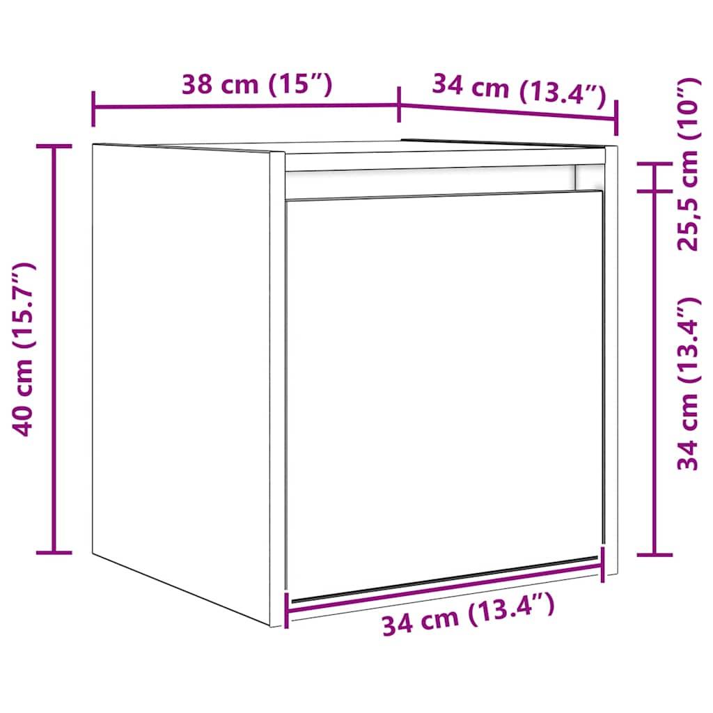 vidaXL Wand-Nachttische 2 Stk. Braun Eichen-Optik 38x34x40 cm