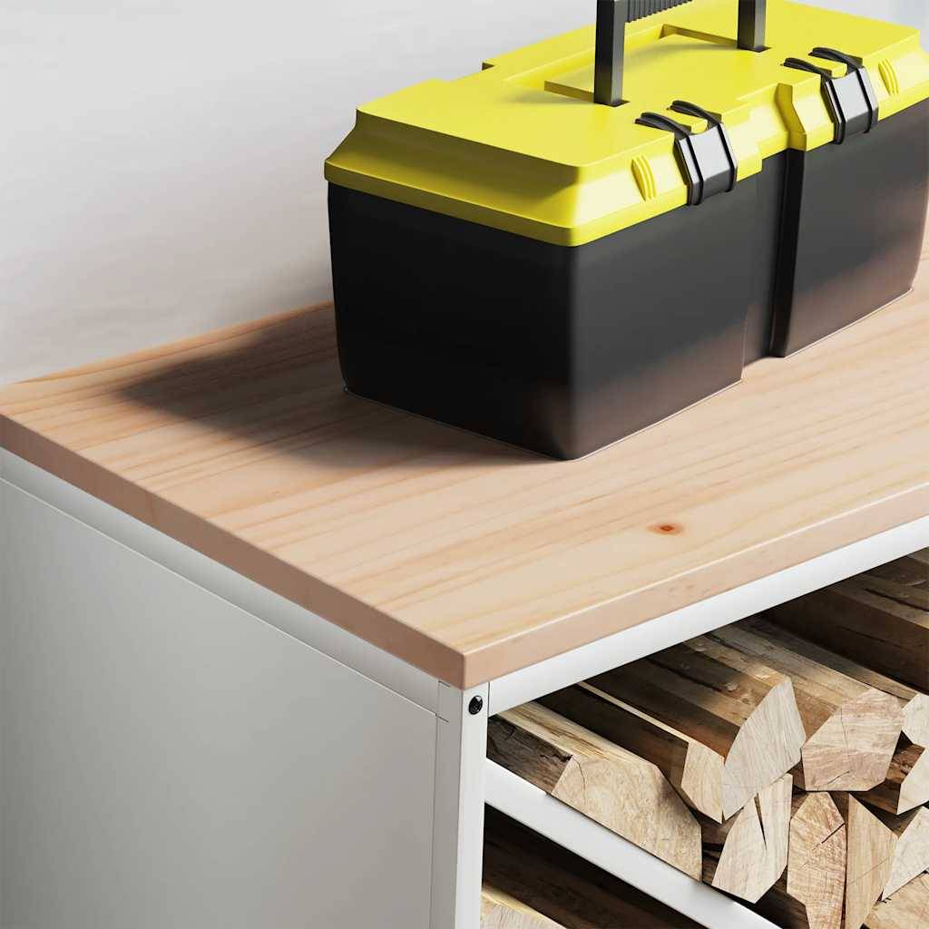 vidaXL Brennholzregal mit Holzplatte Weiß 100,5x35,5x40 cm