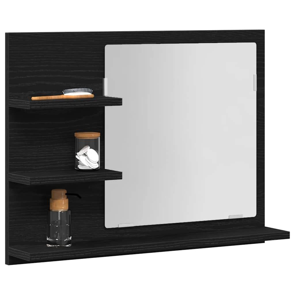 vidaXL Badspiegel Schwarz Eichen-Optik 60x10,5x45 cm Holzwerkstoff