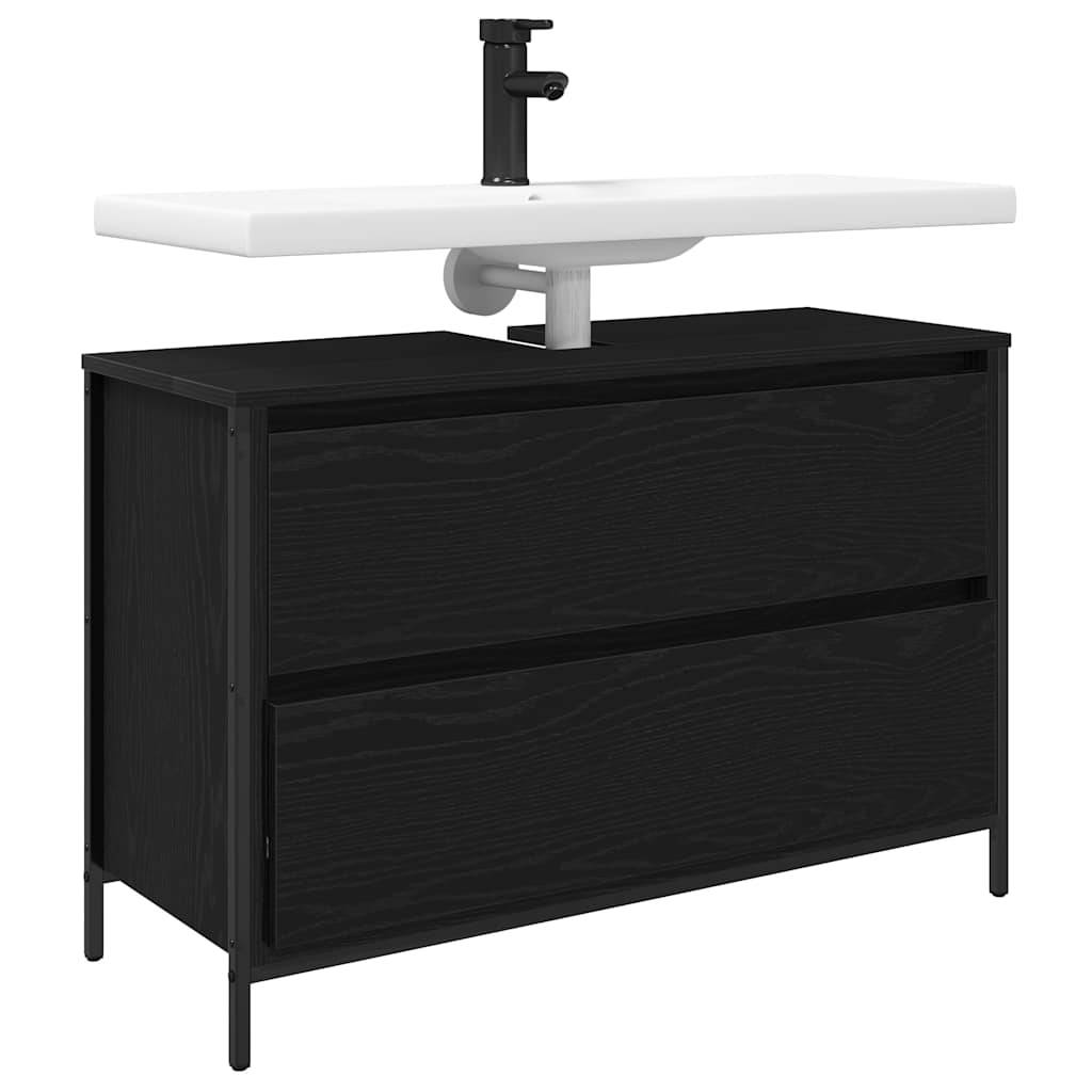 vidaXL Waschbeckenunterschrank mit Schubladen Schwarz Eichen-Optik