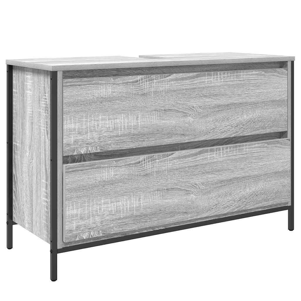 vidaXL Waschbeckenunterschrank mit Schubladen Grau Sonoma 90x34,5x60cm