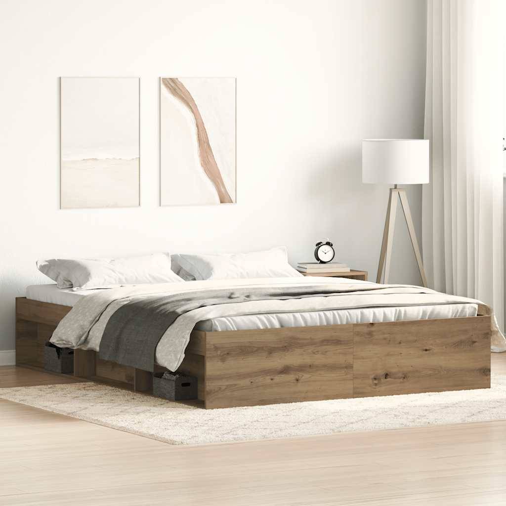 vidaXL Bettgestell ohne Matratze Artisan-Eiche 150x200cm Holzwerkstoff