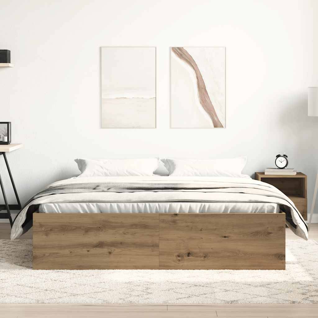 vidaXL Bettgestell ohne Matratze Artisan-Eiche 150x200cm Holzwerkstoff