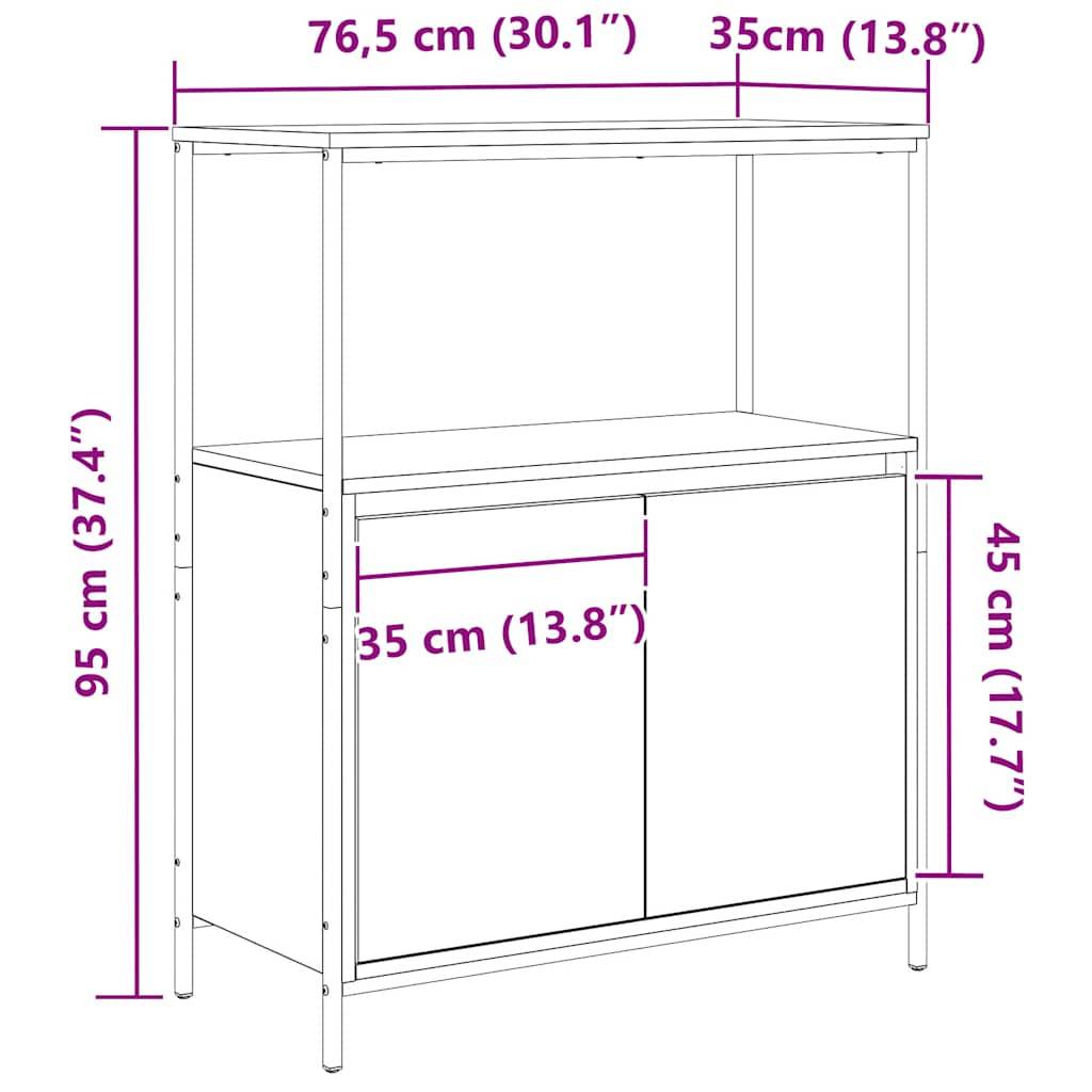 vidaXL Badschrank mit Regalen Sonoma-Eiche 76,5x35x95 cm