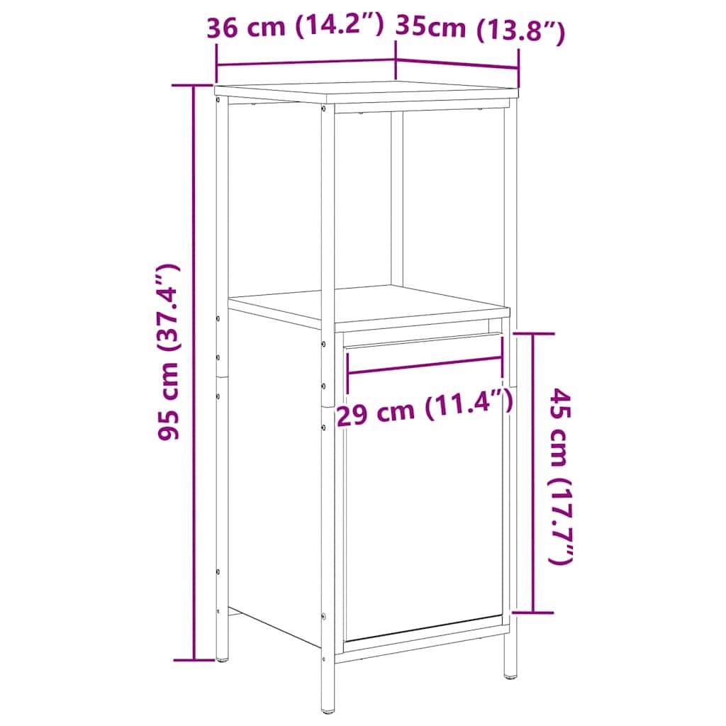 vidaXL Badschrank mit Regalen Schwarz Eichen-Optik 36x35x95 cm