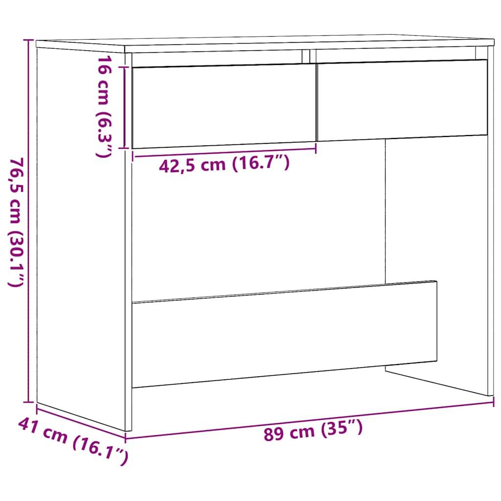 vidaXL Konsolentisch Schwarz Eichen-Optik 89x41x76,5 cm Holzwerkstoff