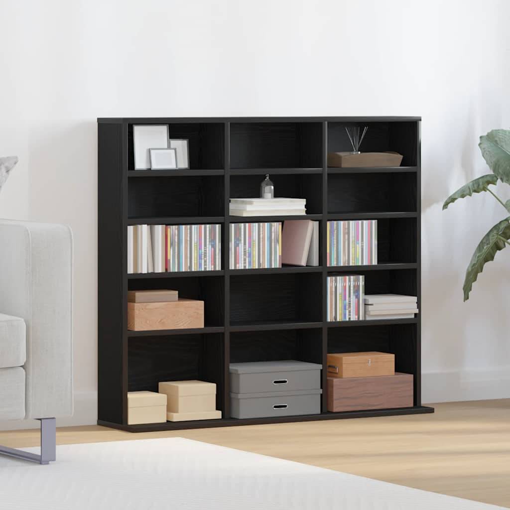 vidaXL CD-Schrank Schwarz Eichen-Optik 100,5x23x89,5 cm Holzwerkstoff
