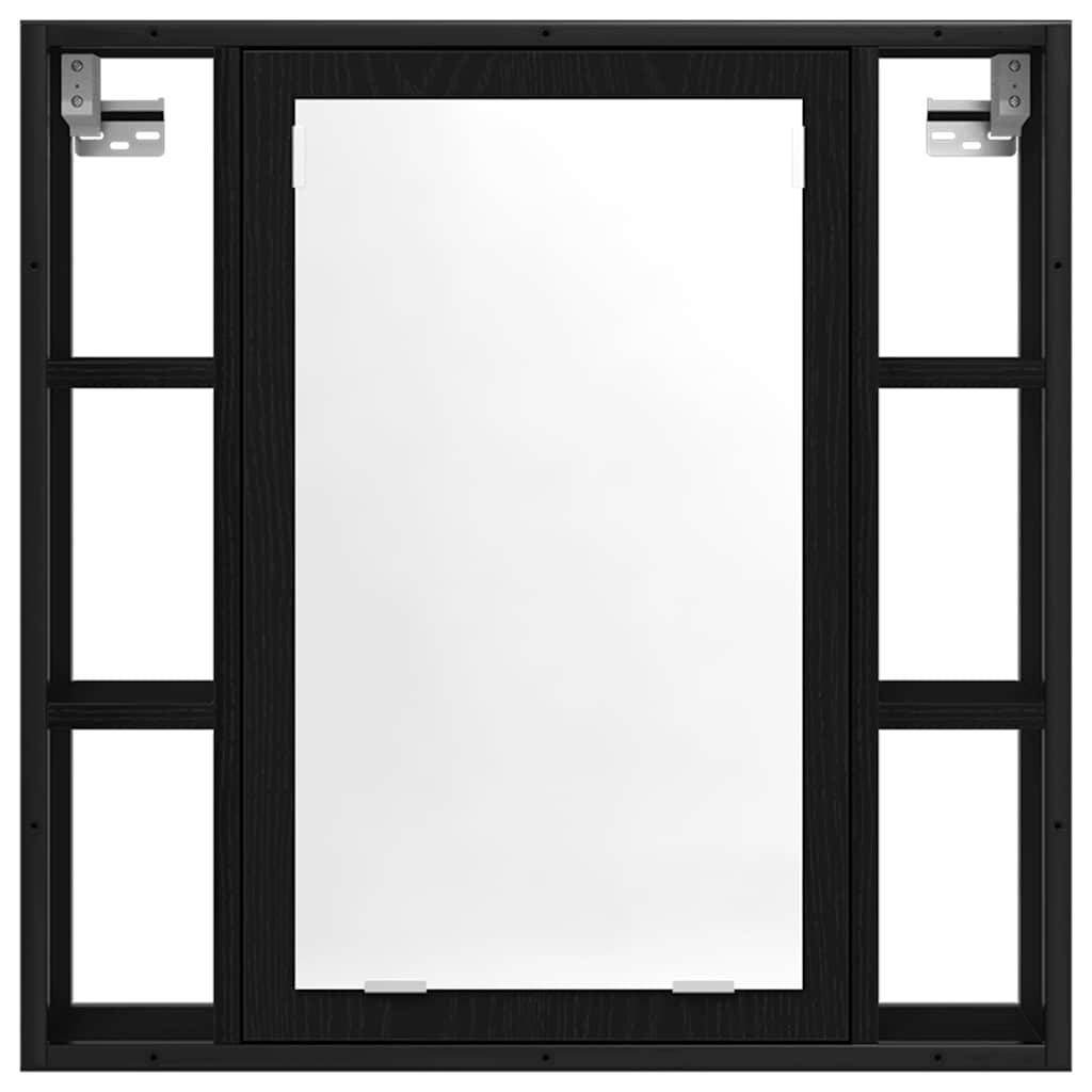 vidaXL Bad-Spiegelschrank Schwarz Eiche-Optik 60x16x60cm Holzwerkstoff