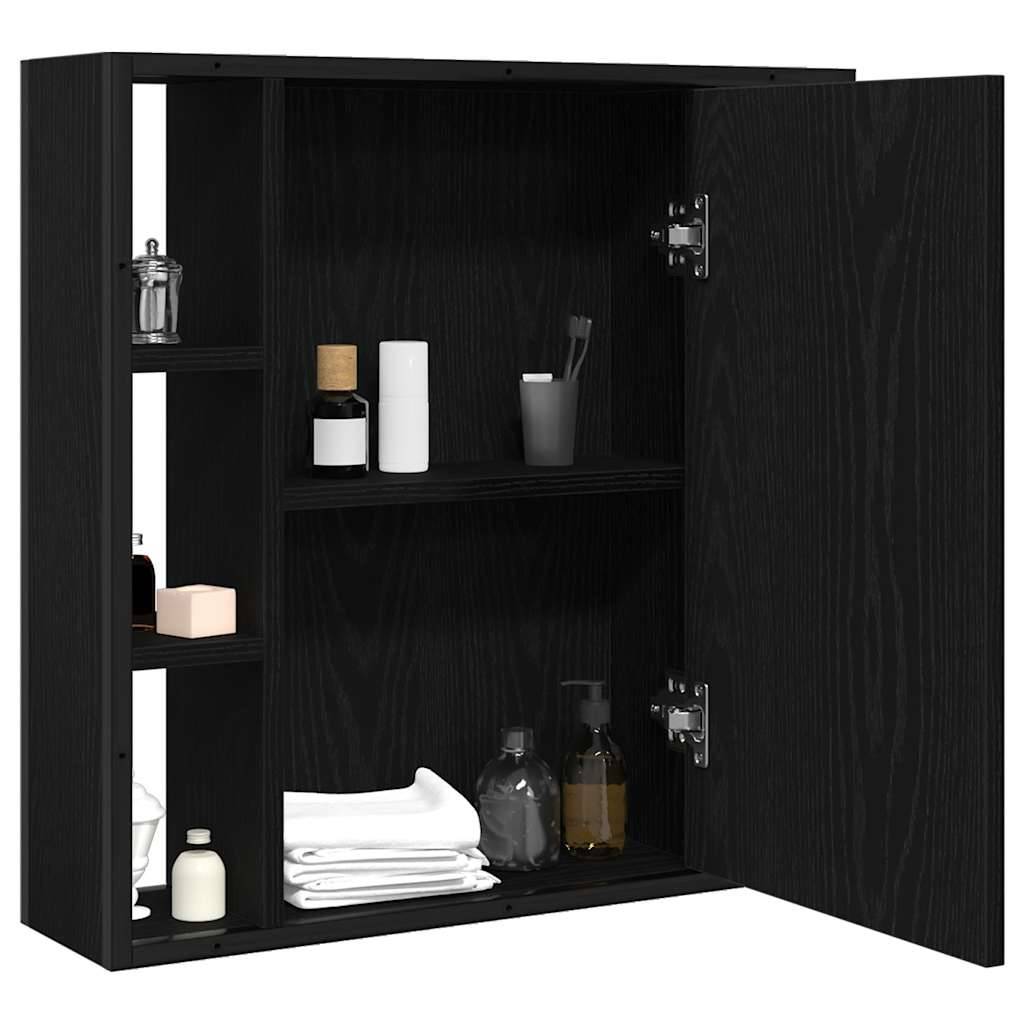 vidaXL Bad-Spiegelschrank Schwarz Eiche-Optik 60x16x60cm Holzwerkstoff