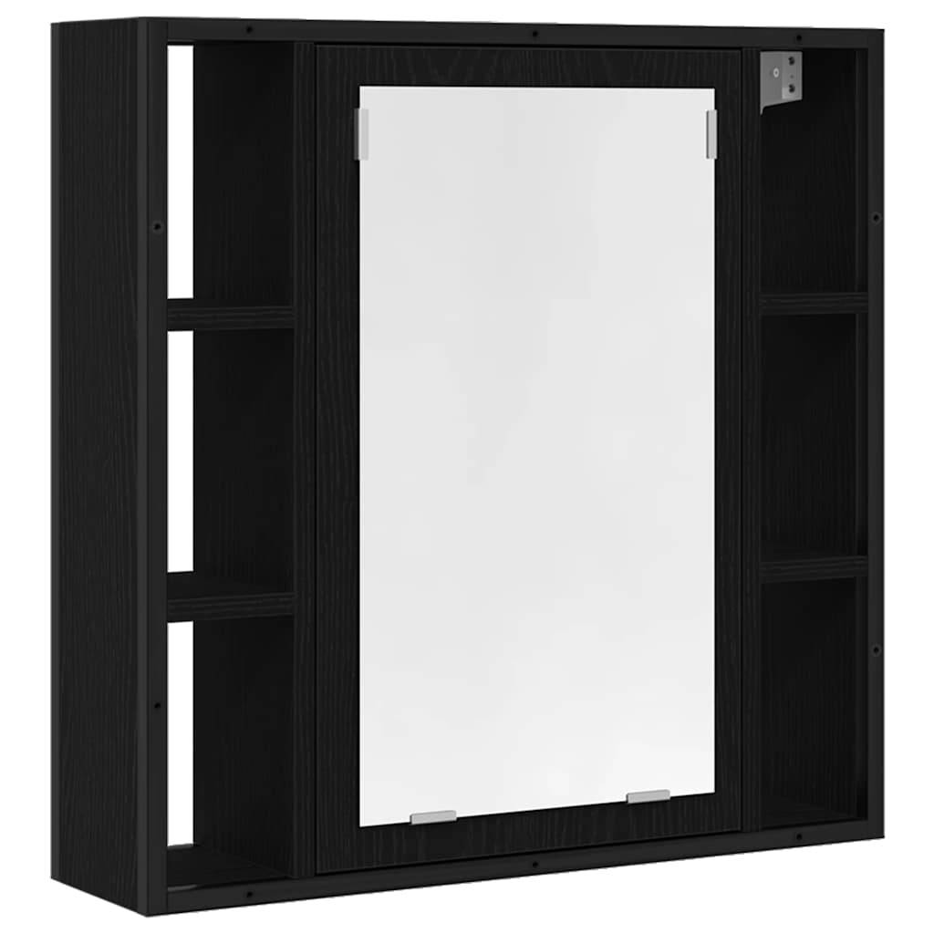 vidaXL Bad-Spiegelschrank Schwarz Eiche-Optik 60x16x60cm Holzwerkstoff