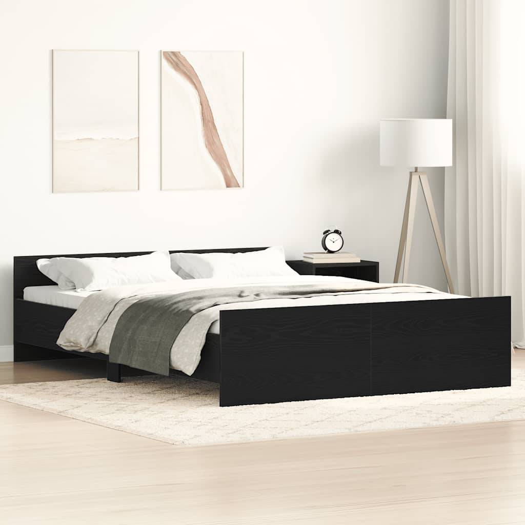 vidaXL Bettgestell ohne Matratze Schwarz Eichen-Optik 140x200 cm