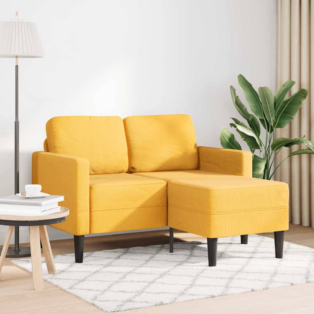 vidaXL 2-Sitzer-Sofa mit Chaiselongue L-Form Hellgelb 125 cm Leinen