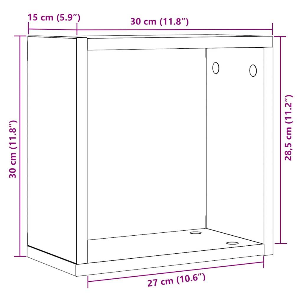 vidaXL Würfel-Wandregale 4 Stk. Schwarz Eichen-Optik 30x15x30 cm