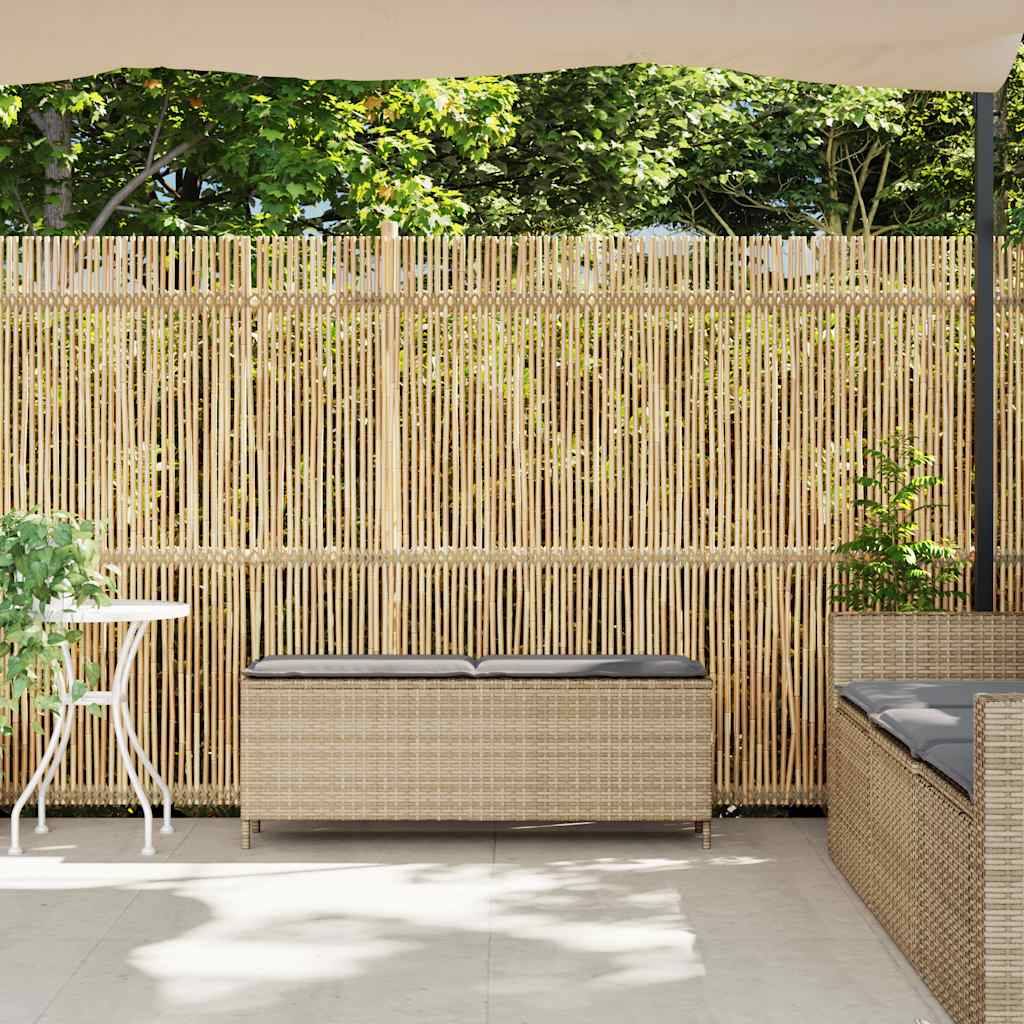 vidaXL Gartenbank mit Kissen Beige 110x30x40,5 cm Poly Rattan