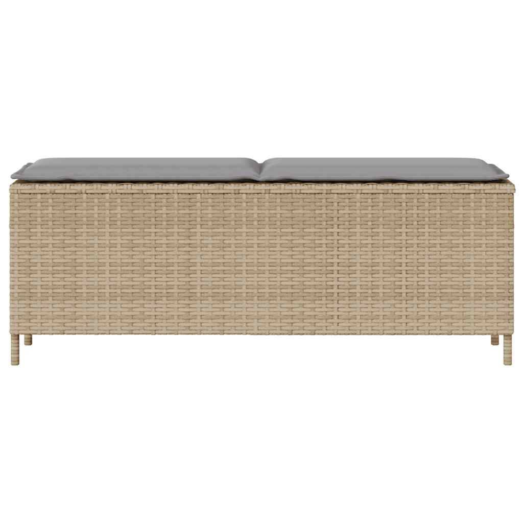 vidaXL Gartenbank mit Kissen Beige 110x30x40,5 cm Poly Rattan