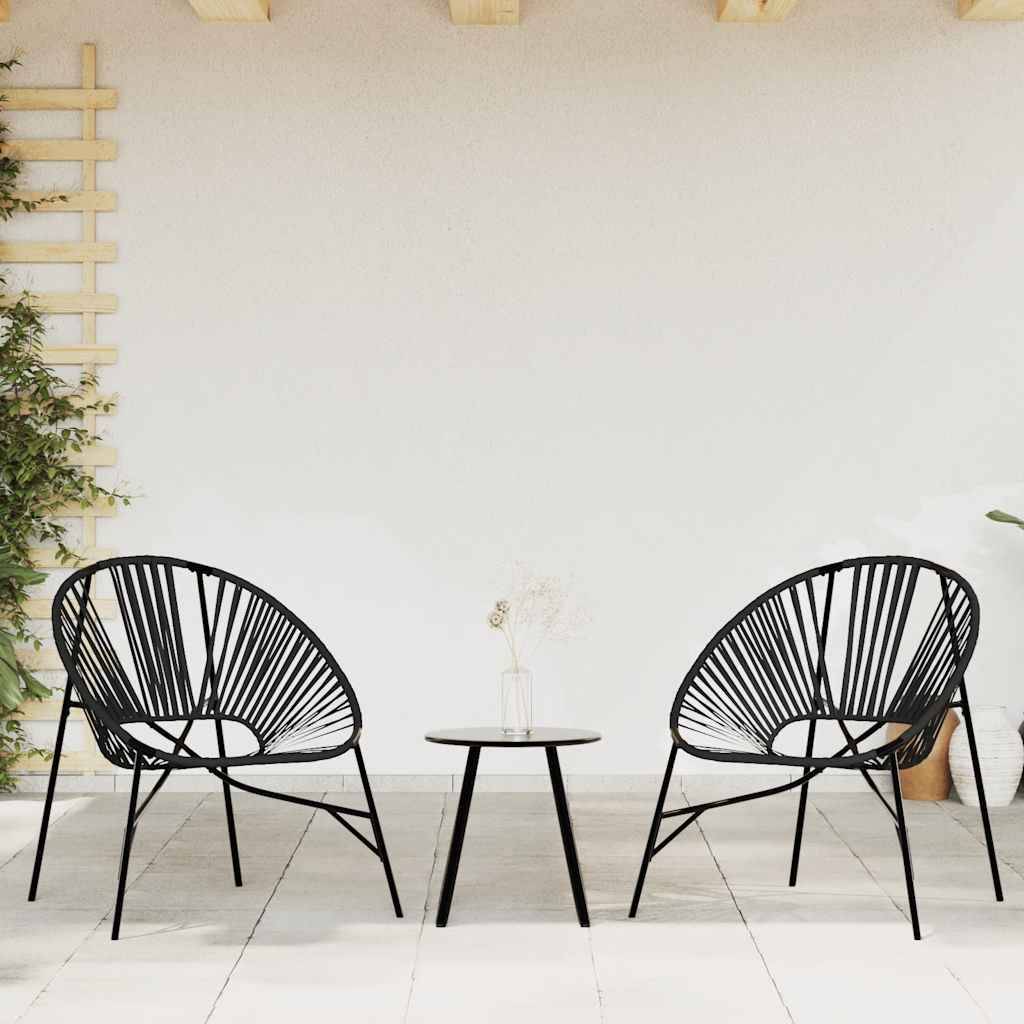 vidaXL Gartenstuhl in Ei-Form Schwarz Poly Rattan