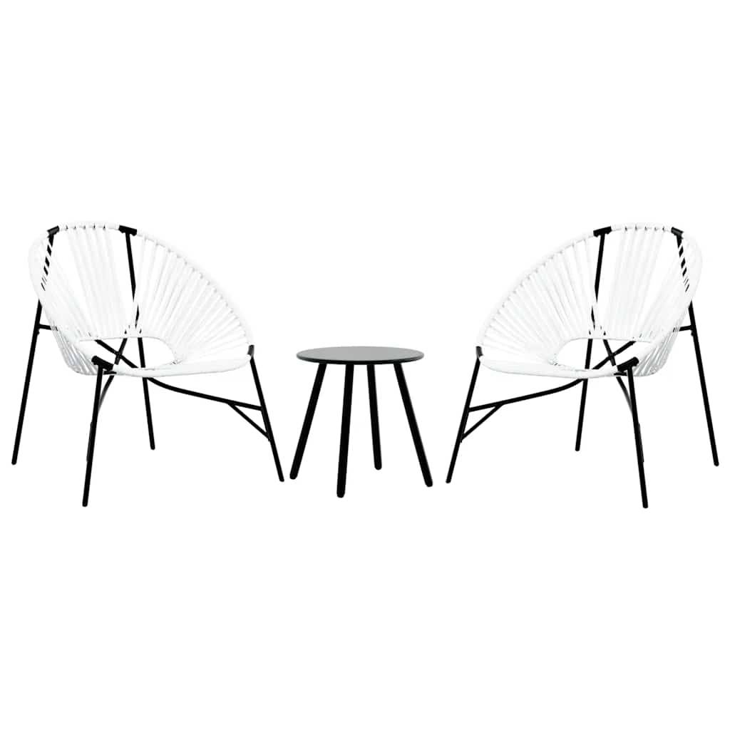 vidaXL Gartenstuhl-Set 3-tlg. Schwarz und Weiß Poly Rattan