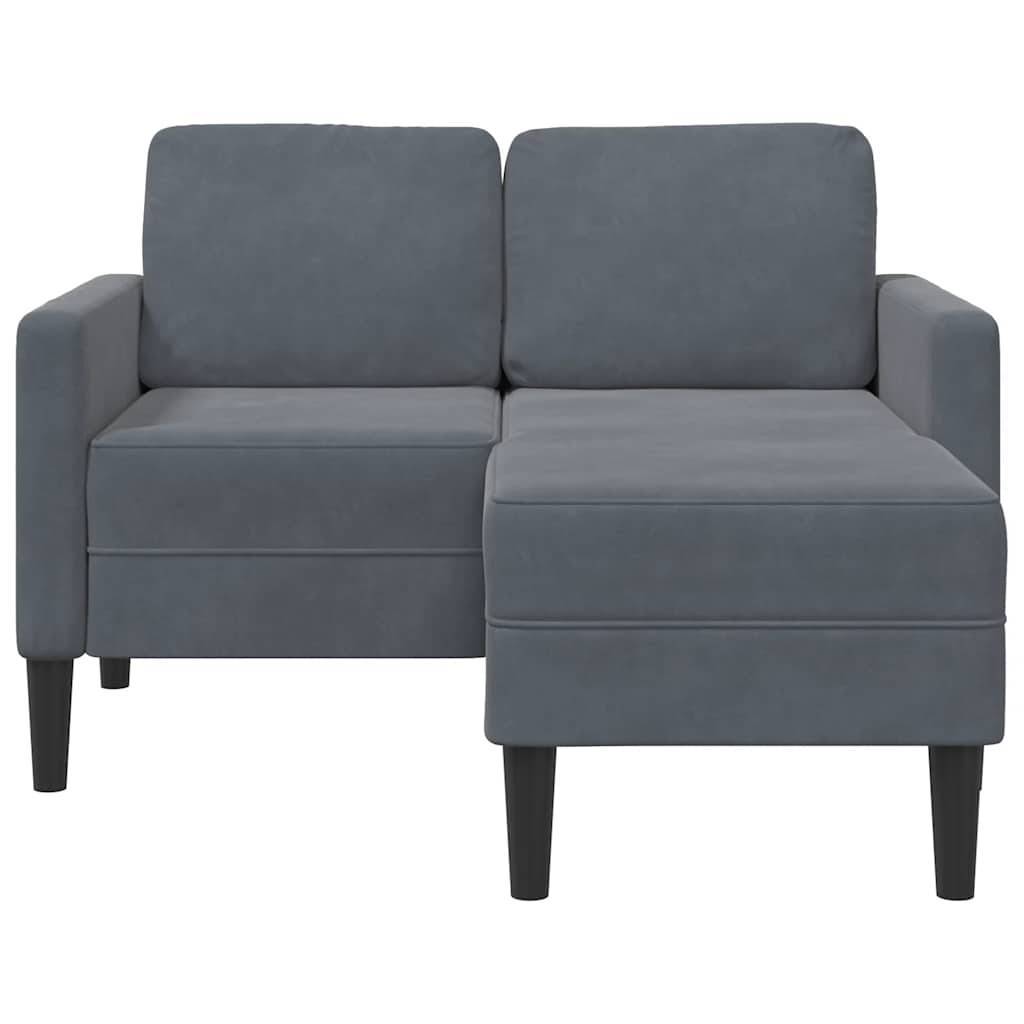 vidaXL 2-Sitzer-Sofa mit Chaiselongue L-Form Dunkelgrau 125 cm Samt