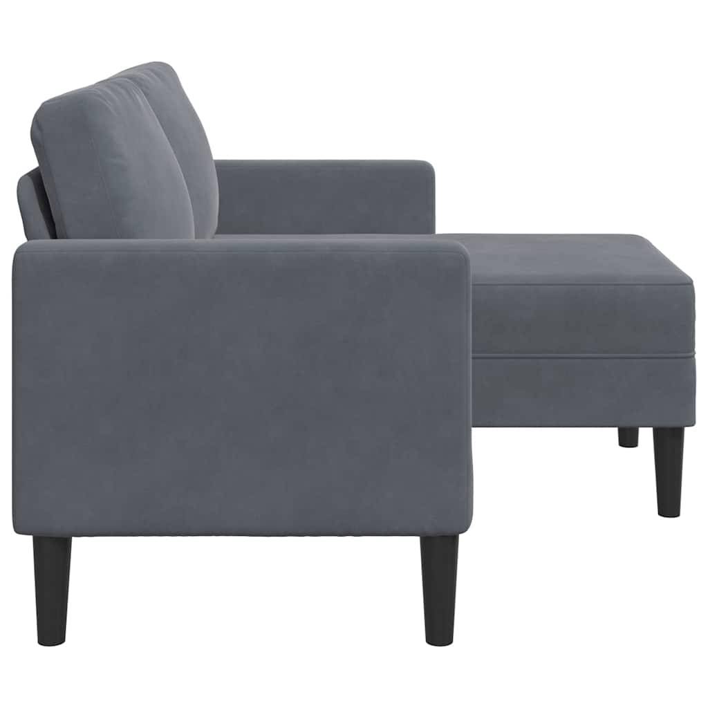 vidaXL 2-Sitzer-Sofa mit Chaiselongue L-Form Dunkelgrau 125 cm Samt