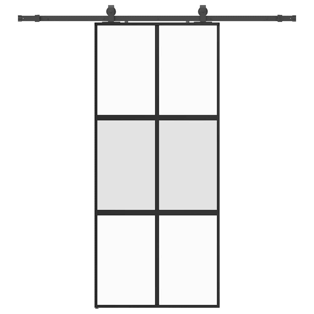 vidaXL Schiebetür mit Beschlag Schwarz 90x205 cm Hartglas