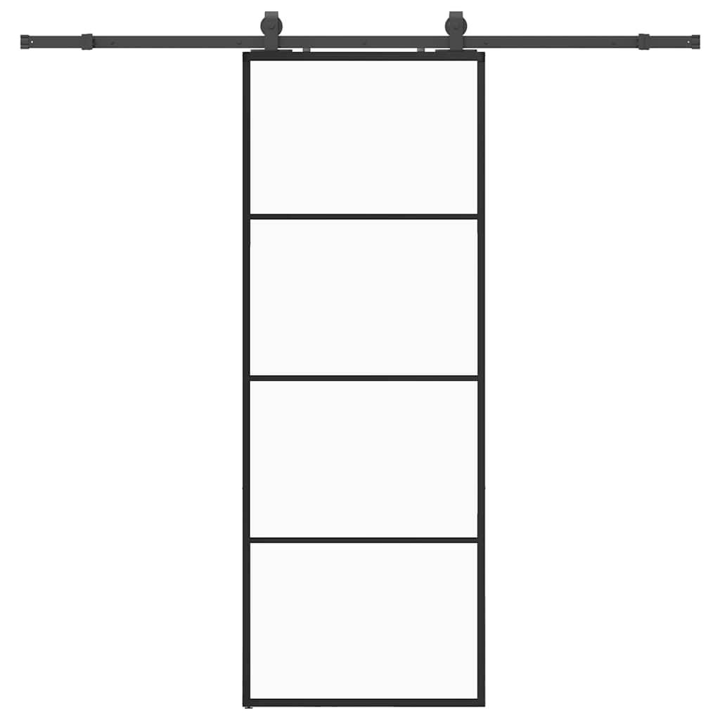 vidaXL Schiebetür mit Beschlag Schwarz 76x205 cm ESG-Glas