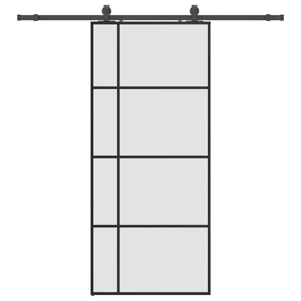 vidaXL Schiebetür mit Beschlag Schwarz 90x205 cm ESG-Glas