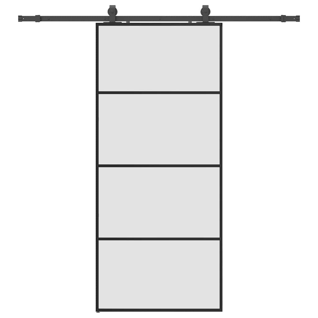 vidaXL Schiebetür mit Beschlag Schwarz 90x205 cm ESG-Glas