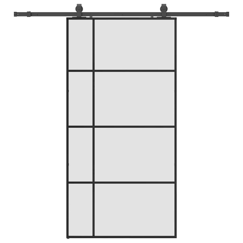 vidaXL Schiebetür mit Beschlag Schwarz 102,5x205 cm ESG-Glas