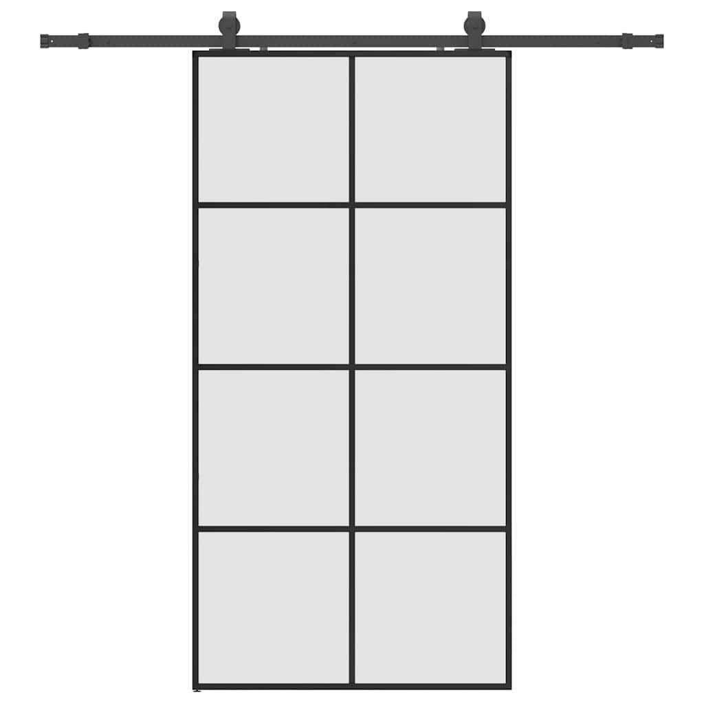 vidaXL Schiebetür mit Beschlag Schwarz 102,5x205 cm ESG-Glas